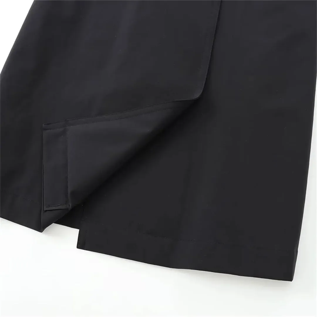 Adhdyuud Women Solid Trenchcoats Double Breasted With Belt Midi Coat Notched Lapel Business Outerwear
