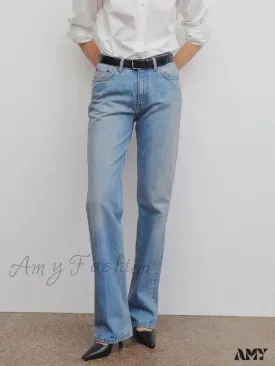Amy Fashion - High Quality Women High-waisted All-match Light-colored Mopping Loose Straight-leg Spring and Summer New Jean