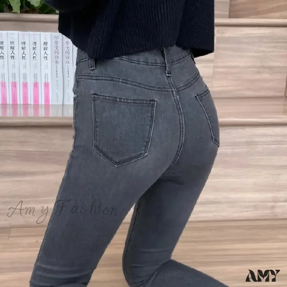 Amy Fashion - Quality Stretch Skinny Slim Fit Y2K Ripped Tight Denim Jean