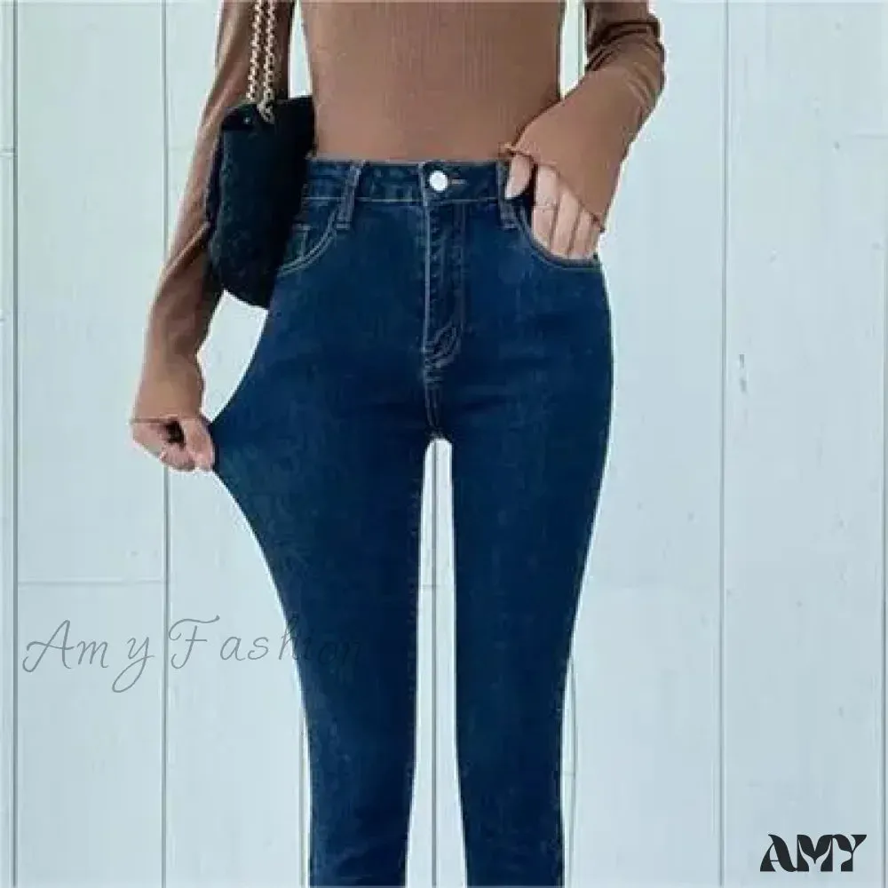 Amy Fashion - Quality Stretch Skinny Slim Fit Y2K Ripped Tight Denim Jean