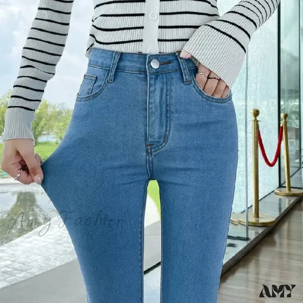 Amy Fashion - Quality Stretch Skinny Slim Fit Y2K Ripped Tight Denim Jean