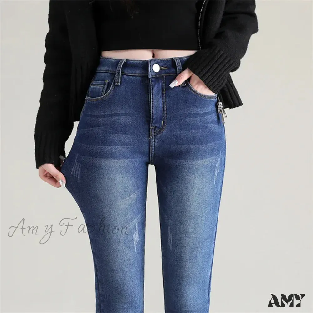 Amy Fashion - Quality Stretch Skinny Slim Fit Y2K Ripped Tight Denim Jean