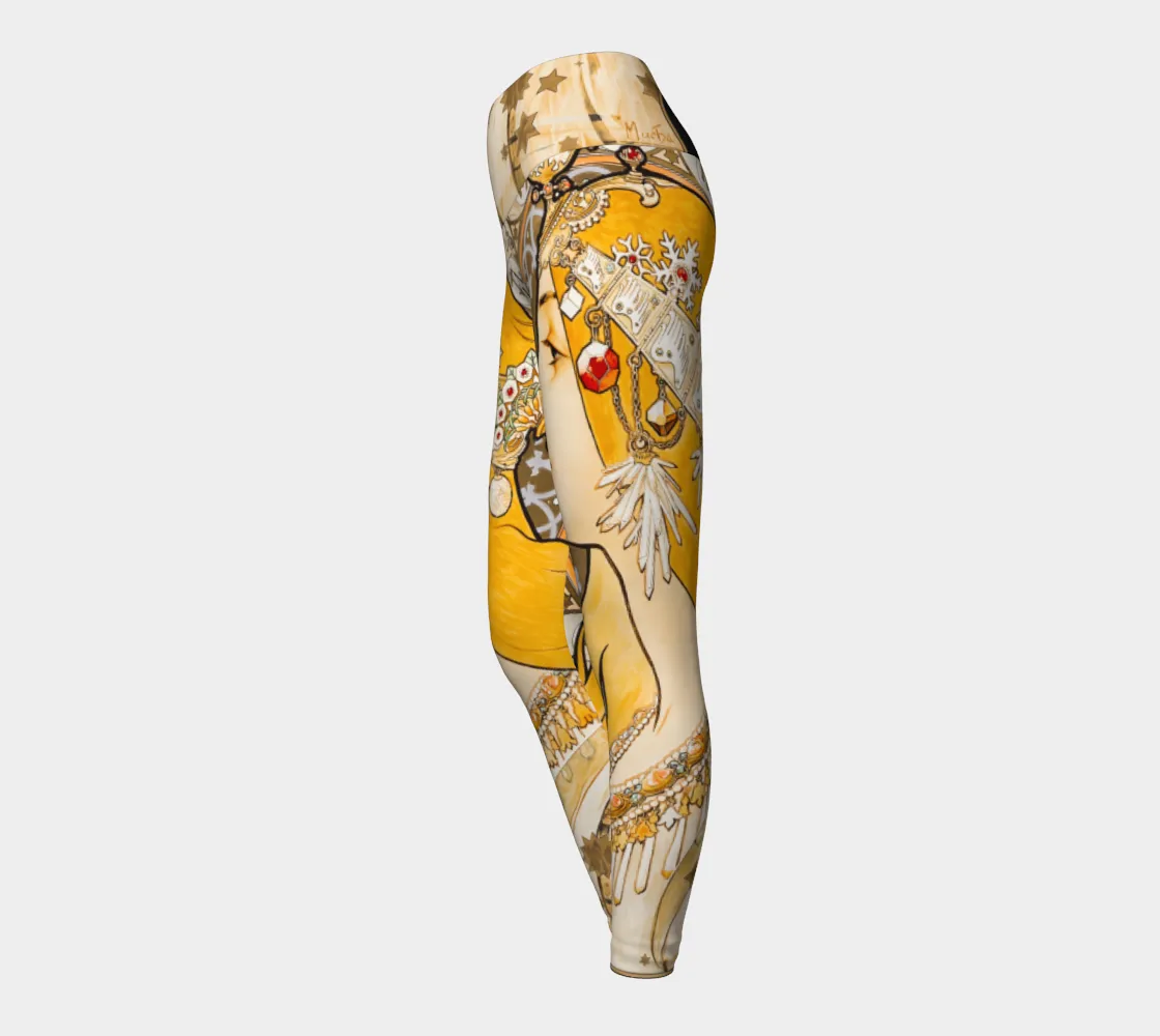 Art Deco Vintage Illustration Yoga Leggings