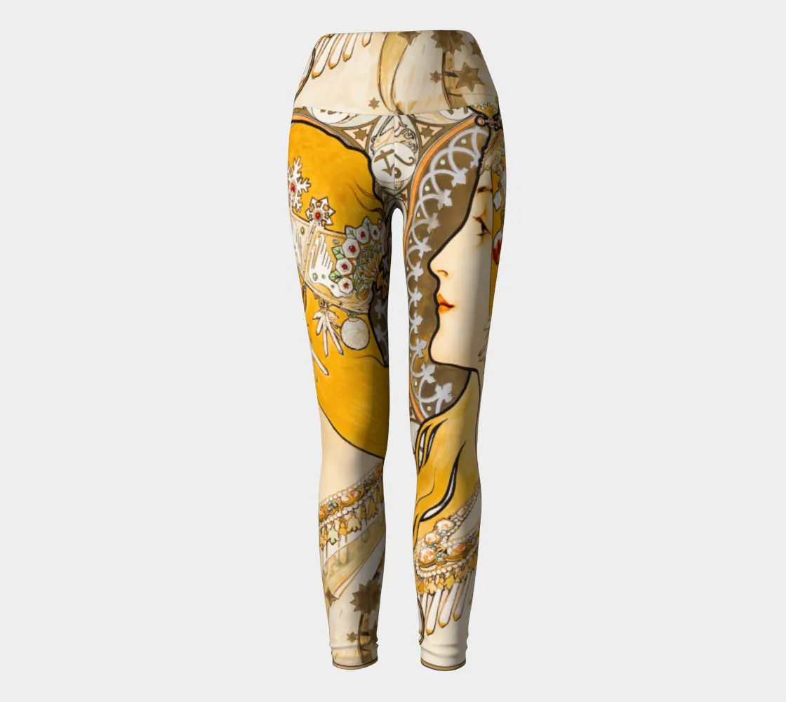 Art Deco Vintage Illustration Yoga Leggings