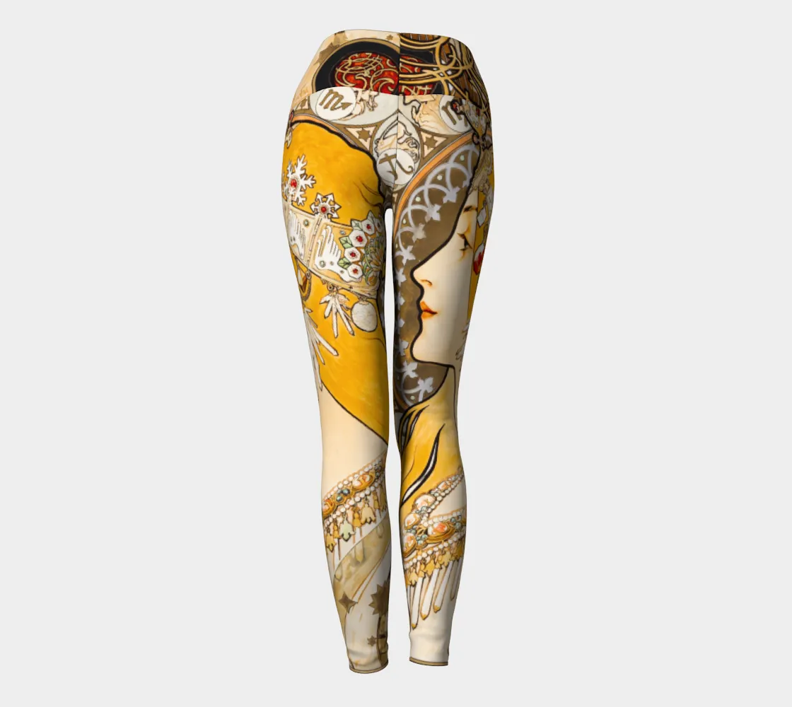 Art Deco Vintage Illustration Yoga Leggings