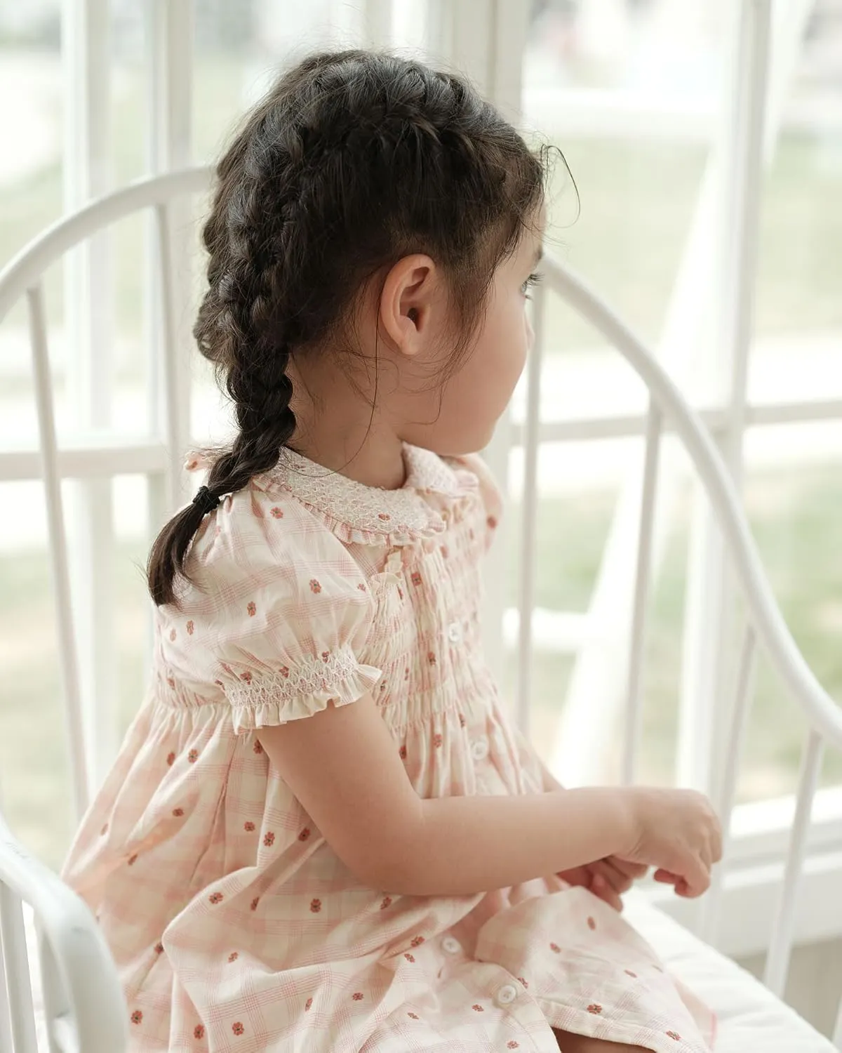 Baby Girls Long Sleeve Smocking Clothing Toddler Fall Floral Smocked Dress Vintage Dresses for Christmas Birthday Holiday