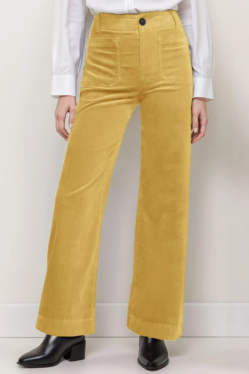 Corduroy Pants Women Elastic Waist Flare Pants Bell Bottom Business Casual Trousers Pants for Women