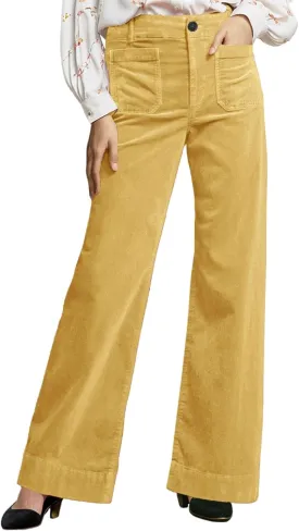 Corduroy Pants Women Elastic Waist Flare Pants Bell Bottom Business Casual Trousers Pants for Women