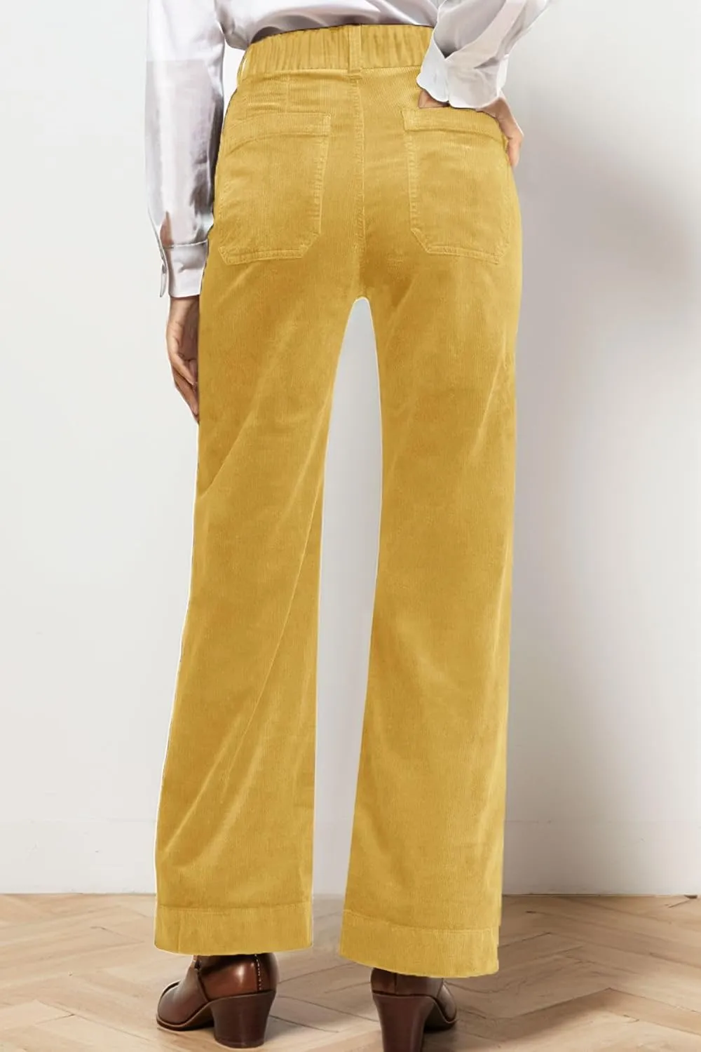 Corduroy Pants Women Elastic Waist Flare Pants Bell Bottom Business Casual Trousers Pants for Women
