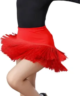 Girls Fringe Dance Skirt Mini Layered Tassel Latin Ballroom Tango Performance Outfits