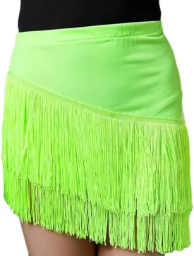 Girls Fringe Dance Skirt Mini Layered Tassel Latin Ballroom Tango Performance Outfits