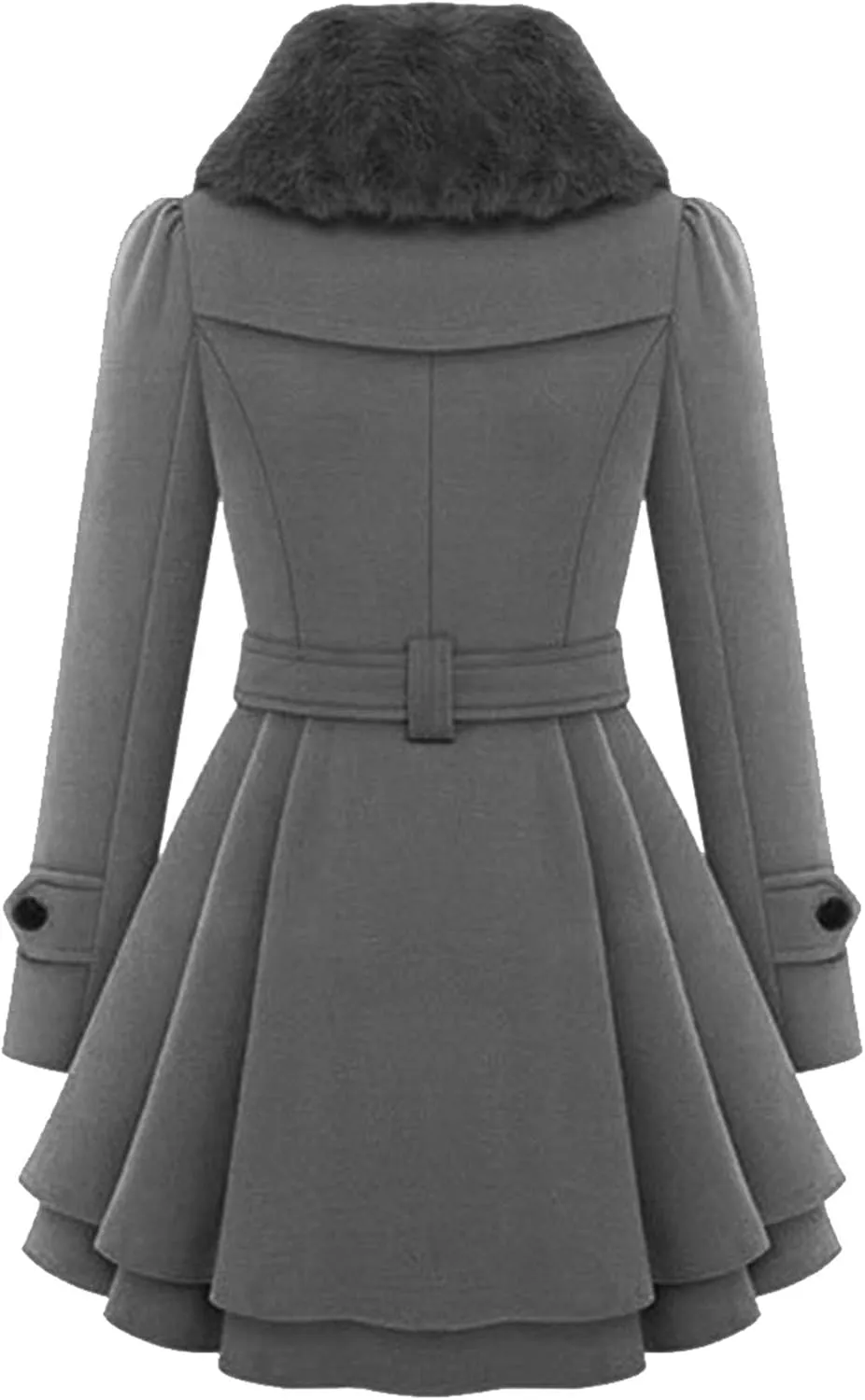 GRASWE Women's Trench Coat Long Sleeve Lapel Pea Coat Long Jackets