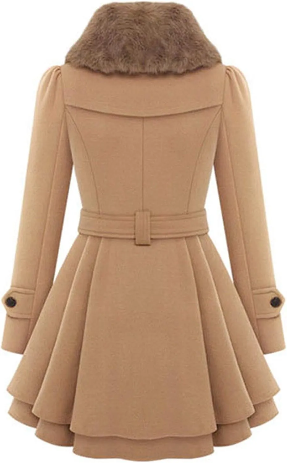 GRASWE Women's Trench Coat Long Sleeve Lapel Pea Coat Long Jackets