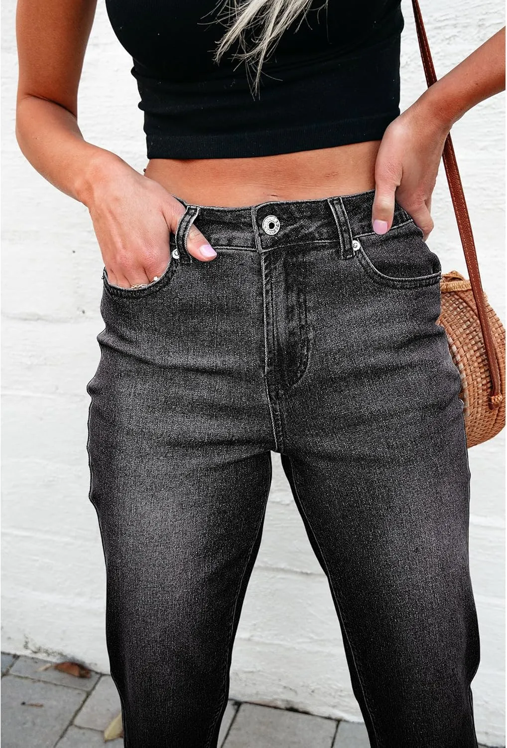 luvamia Straight Leg Jeans for Women High Waisted Trendy Cropped Stretchy Denim Pants Ankle Mom Jeans Work Trouser Jeans