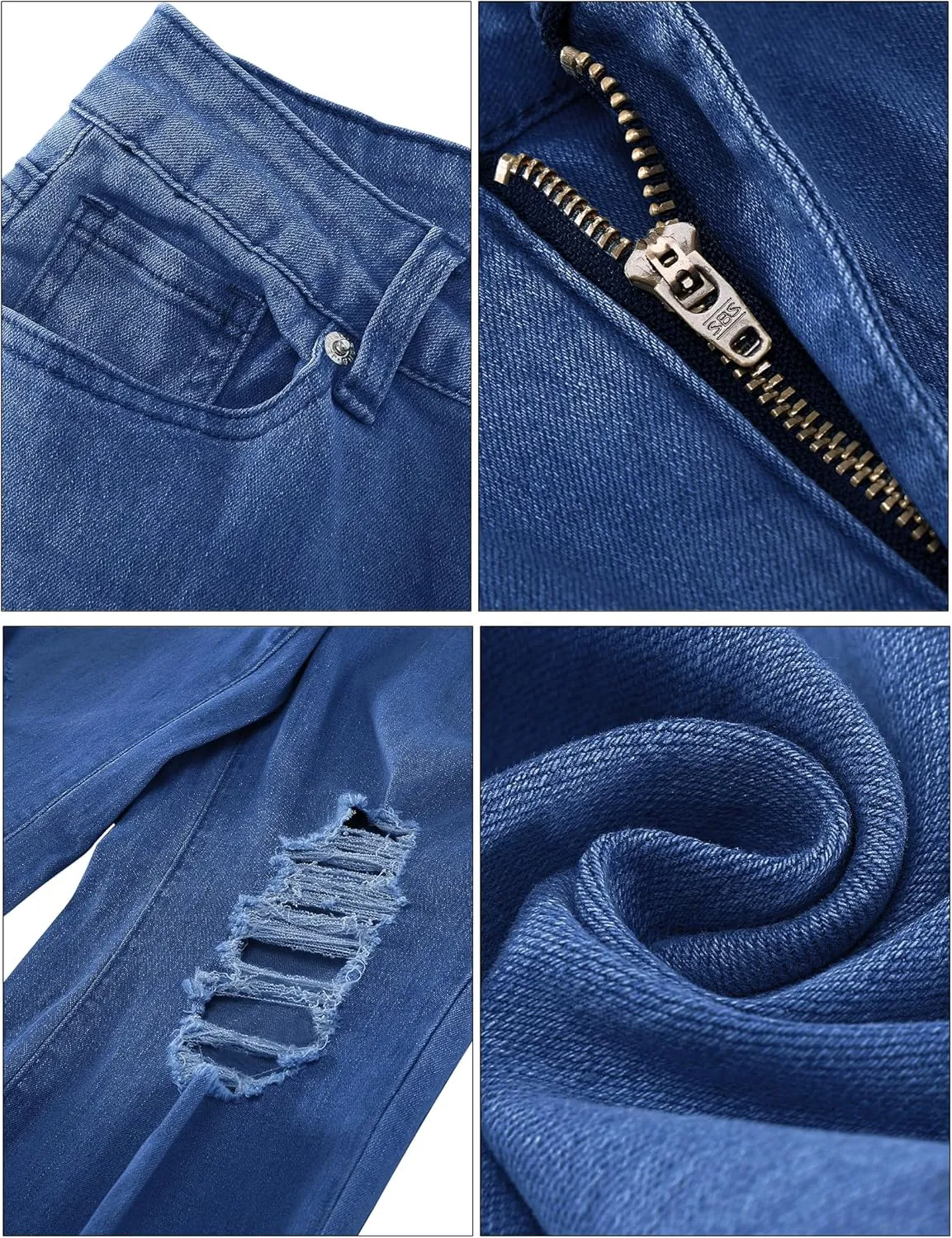 luvamia Wide Leg Jeans for Women Trendy High Waisted Flare Ripped Cropped Jeans Stretchy Distressed Denim Pants Raw Hem