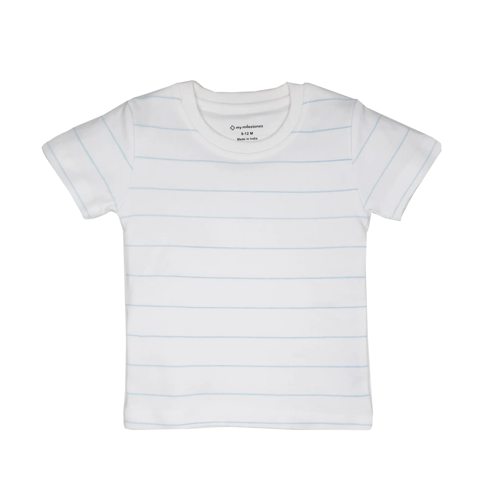 My Milestones Round Neck T-Shirt HS Stripes Yellow / White / Grey - 3 Pc Pack