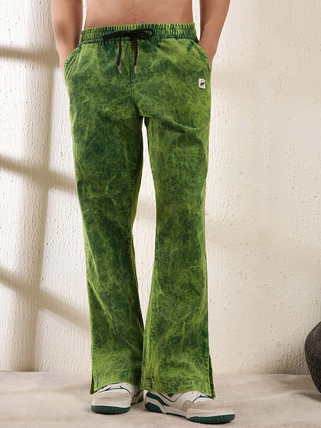 Corduroy Neon-Dyed Bootcut Track Pants with Washed Finish