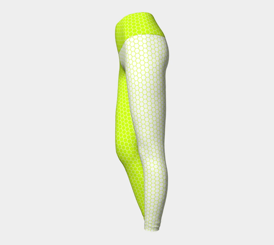 Neon Green Two Tone Honeycomb Yoga Leggings