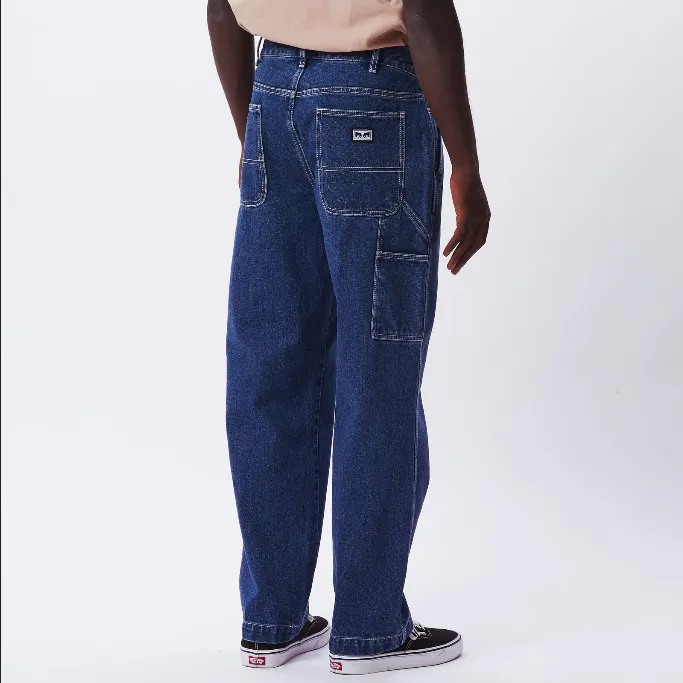 Obey Pantalone in Denim da uomo Hardwork Carpentiere 142010078 blu medio