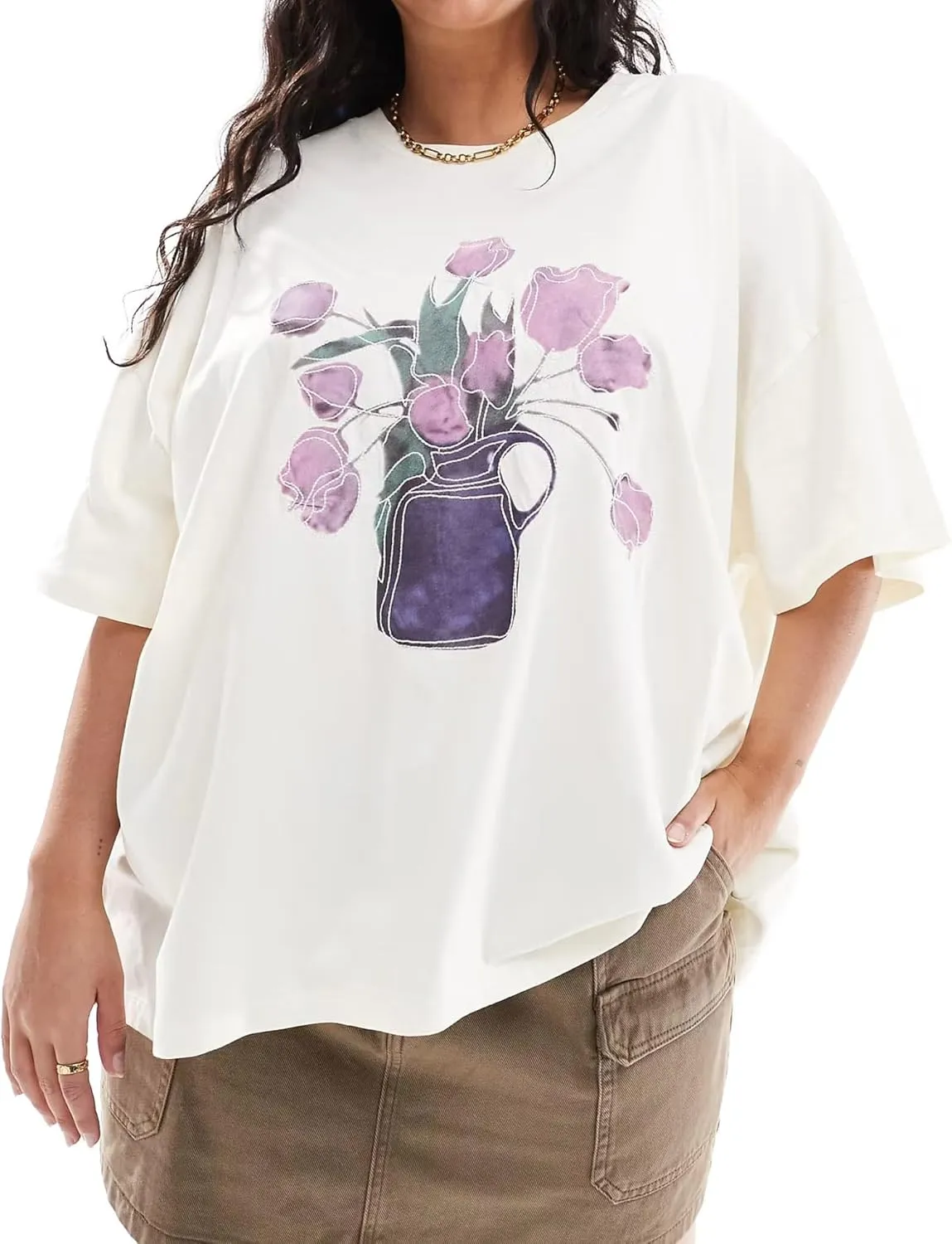 Preppy Oversized T Shirt Teen Girls Y2k Baggy Going Out Womens Cute Short Sleeve Graphic Tees Aesthetic Summer Tops