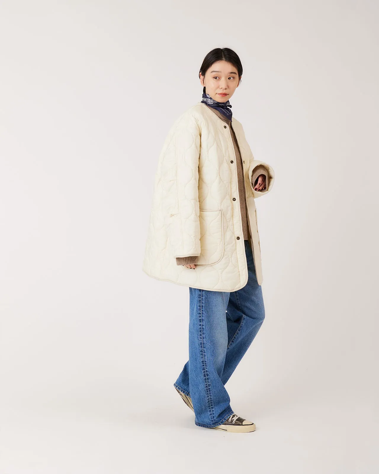 SHORT QUILTING COAT(WHITE)