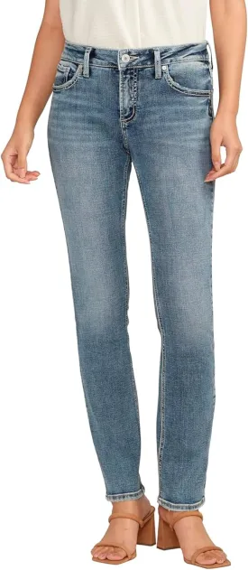 Silver Jeans Co. Women's Elyse Mid Rise Comfort Fit Straight Leg Jeans