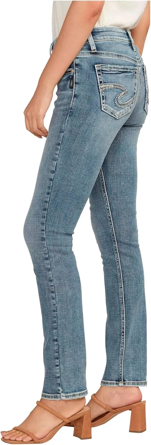 Silver Jeans Co. Women's Elyse Mid Rise Comfort Fit Straight Leg Jeans
