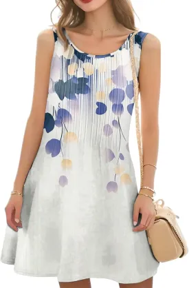 Summer Beach Vacation Clothes Spring Dresses for Women 2025 Sleeveless Floral Dress Boho Printed Mini Dress