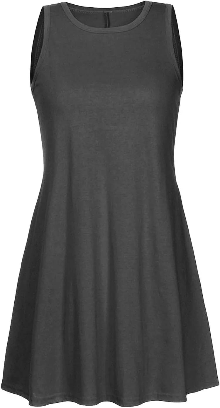 Summer Dresses for Women 2025 Tshirt Dress with Pockets Knee Length Beach Vacation Sundress Flowy Casual Tank Dress