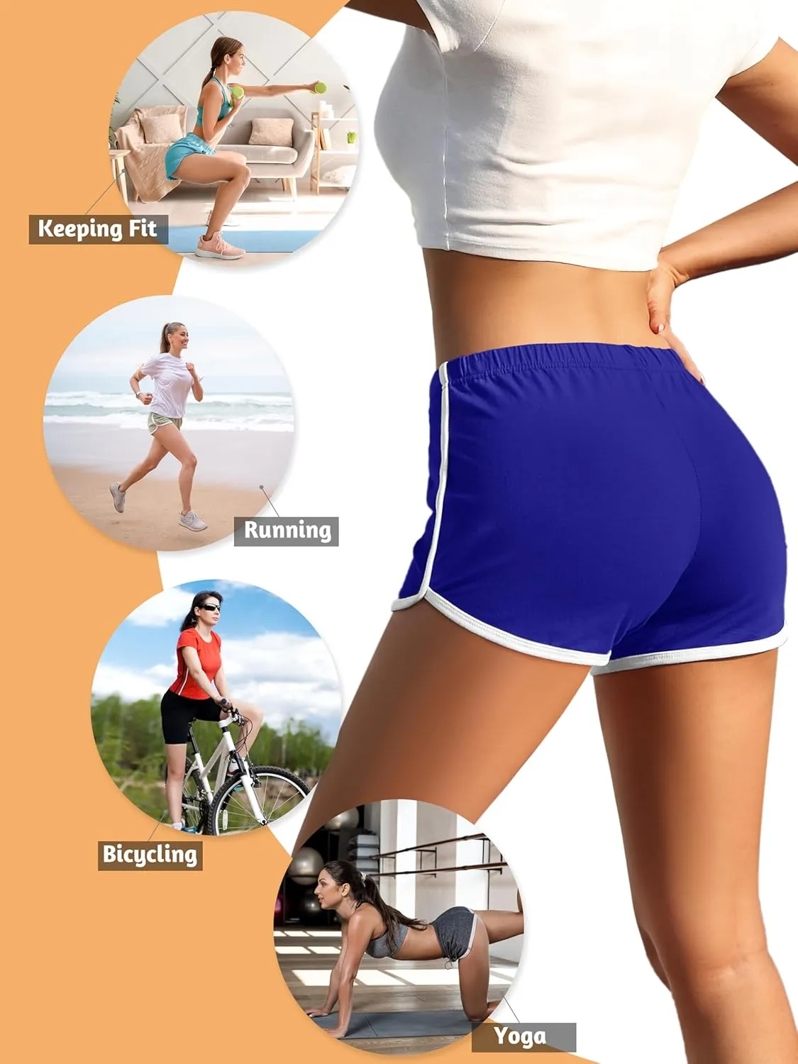 URATOT 4 Pack Yoga Short Pants Cotton Sports Shorts Gym Dance Lounge Shorts Dolphin Running Athletic Shorts for Women