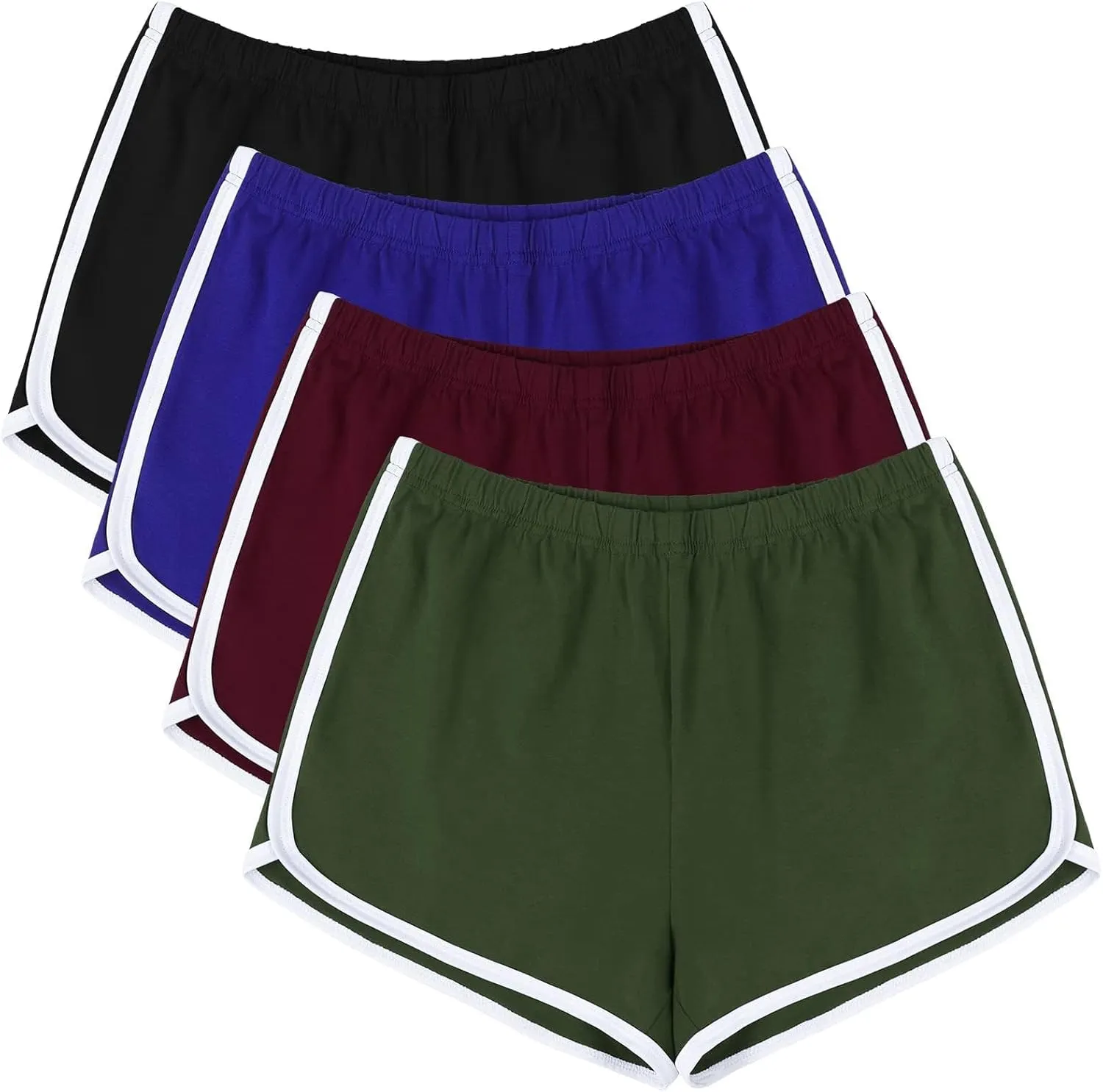 URATOT 4 Pack Yoga Short Pants Cotton Sports Shorts Gym Dance Lounge Shorts Dolphin Running Athletic Shorts for Women