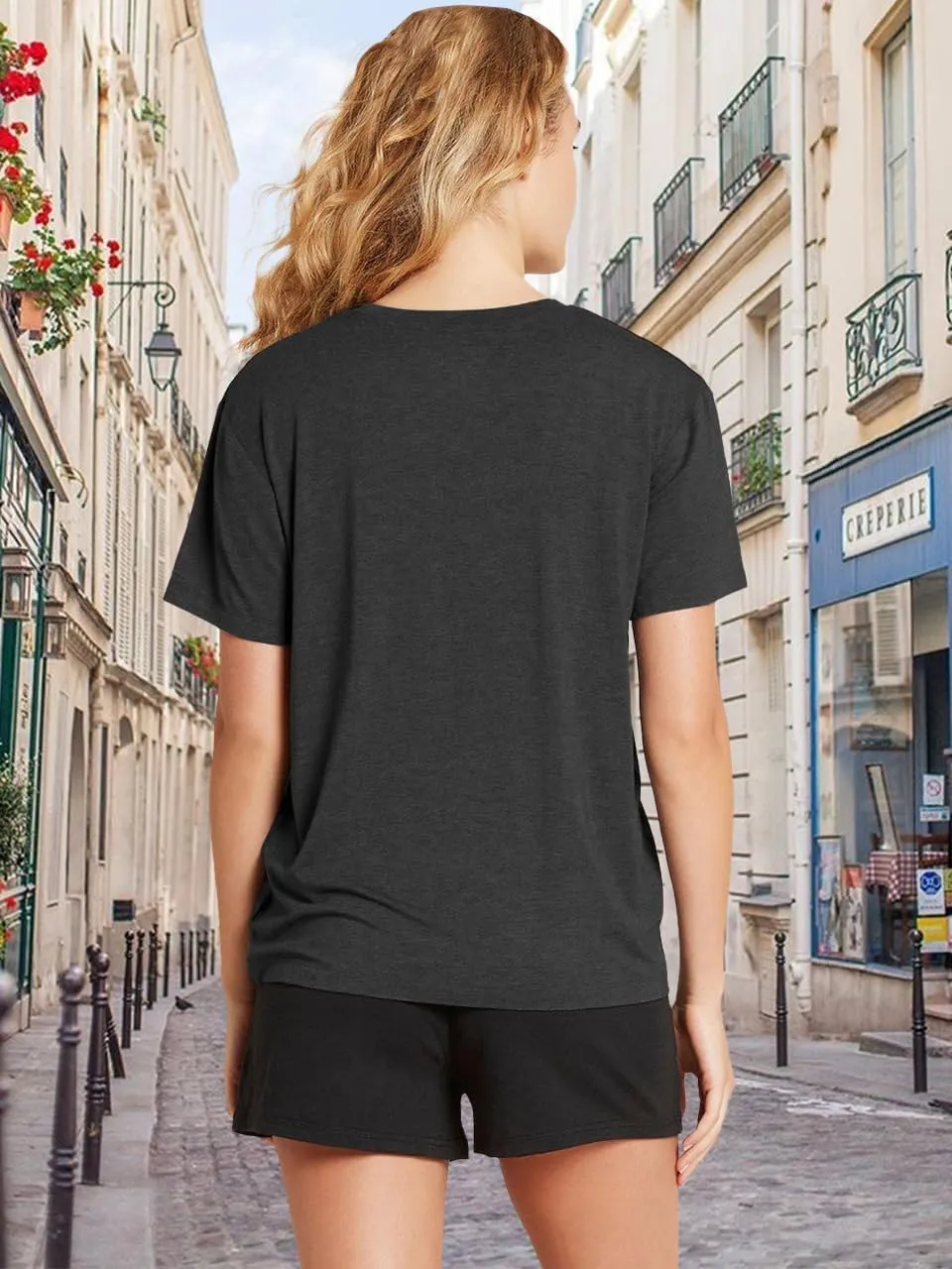 V Neck T Shirts for Women Cute Flower Graphic Tees Summer Tops Floral Print T Shirts Vintage Wildflower Tees