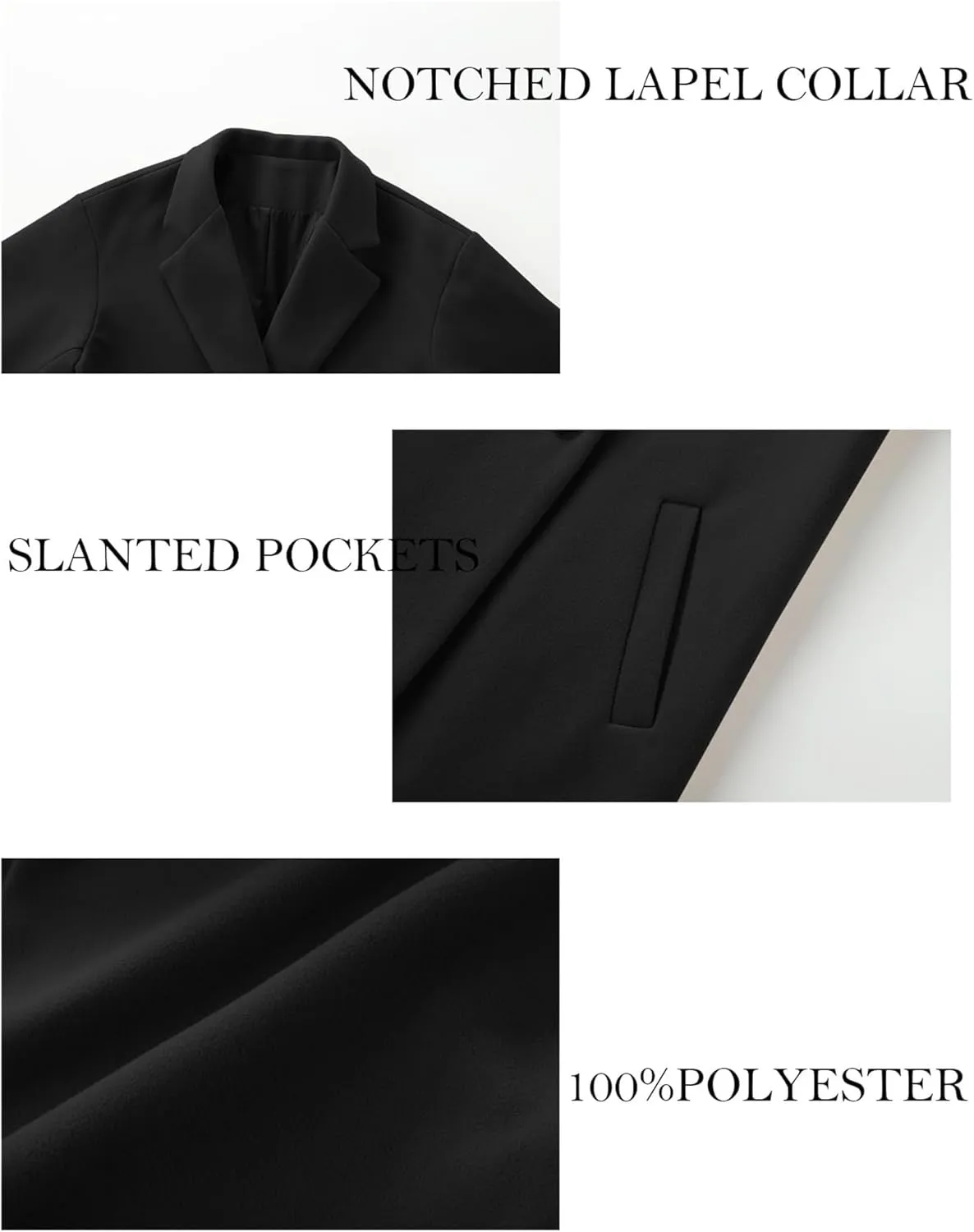 Women's Wool Blend Coat Oversized Double Breasted Winter Pea Coat Long Sleeve Notch Lapel Long Trench Coat