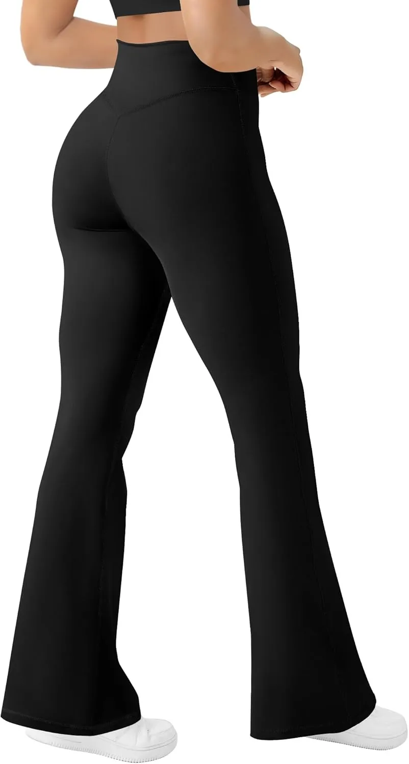 Women's Yoga Pants Bootcut Flare Leggings Flared Bell Bottom Leggings High-Waisted Workout Pants Tummy Control