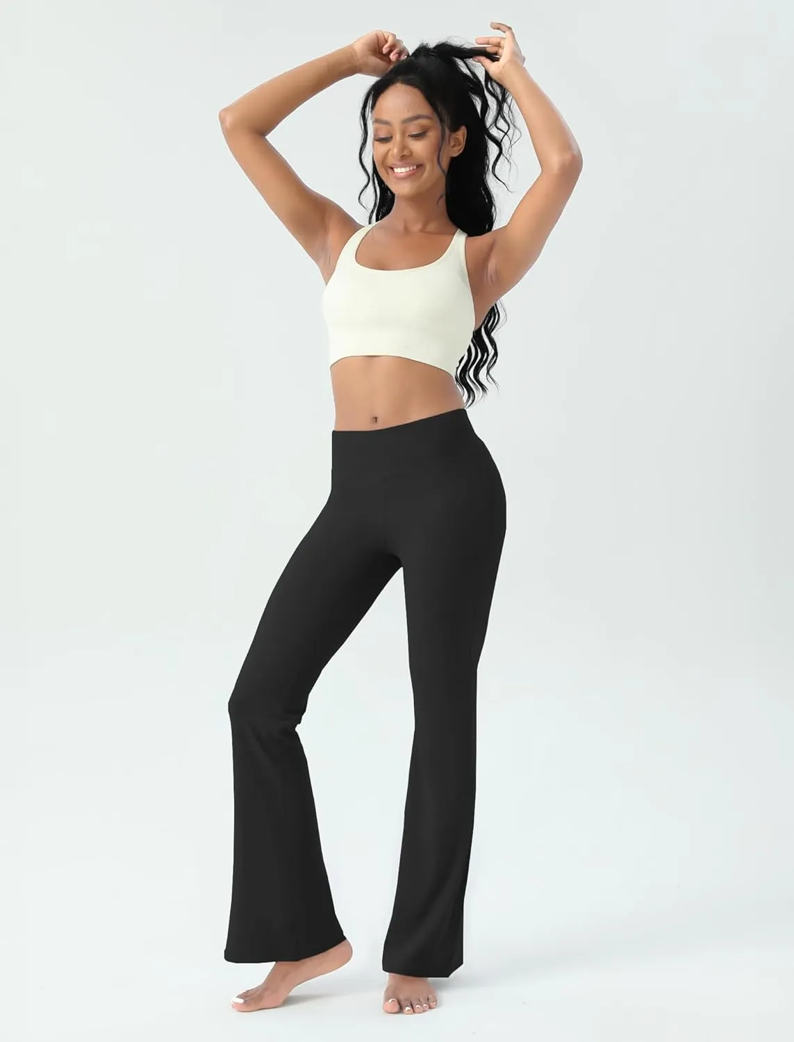 Women's Yoga Pants Bootcut Flare Leggings Flared Bell Bottom Leggings High-Waisted Workout Pants Tummy Control