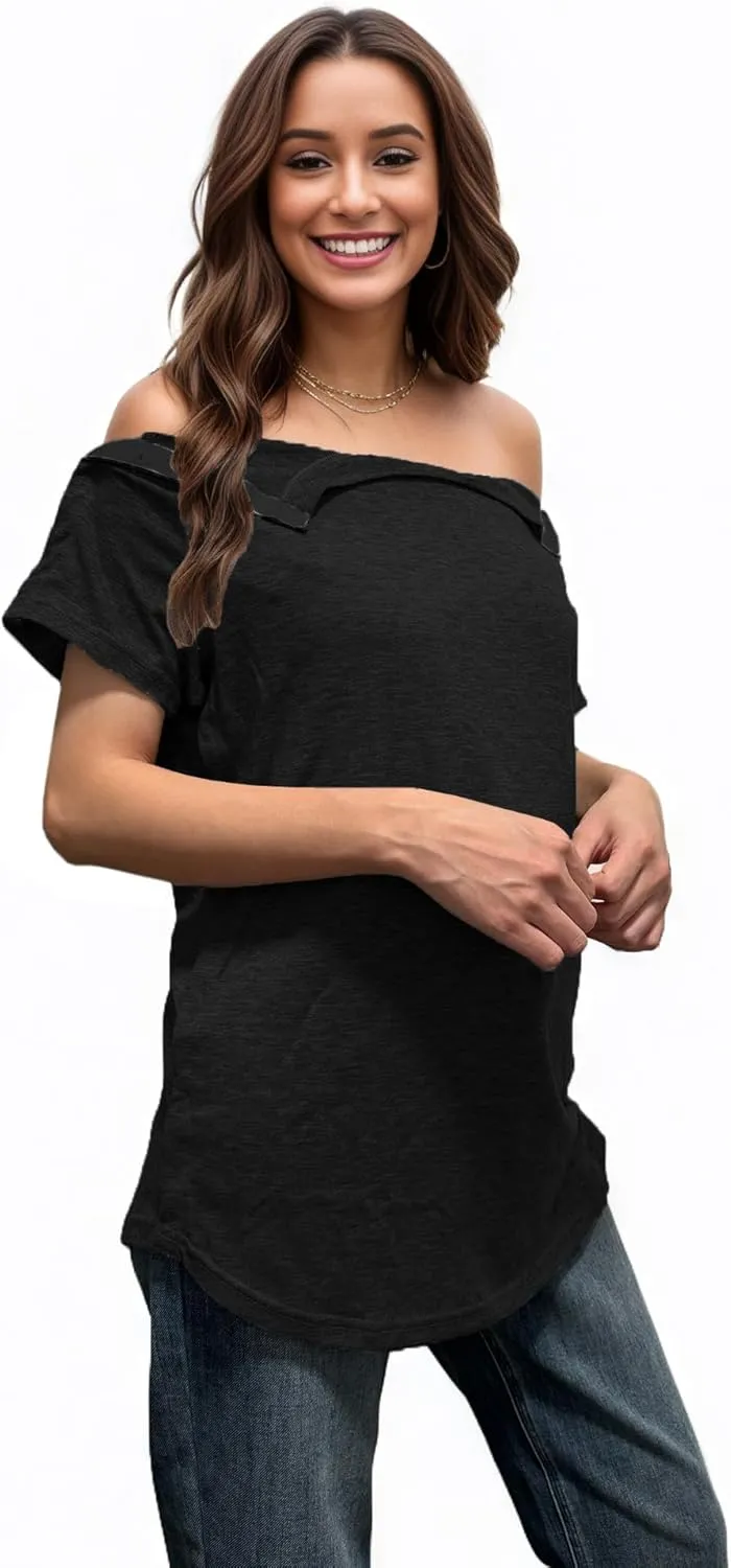 Youdiao Post Shoulder Surgery Shirt for Women Tear Away Snap Short Sleeve Rotator Cuff Recovery Must Haves Chemo Clothing