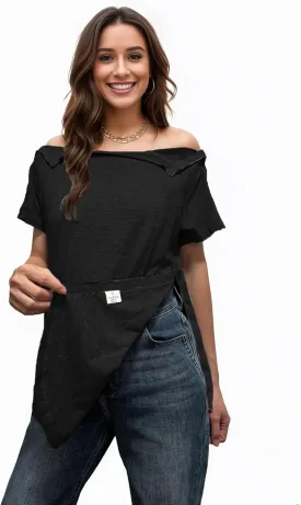 Youdiao Post Shoulder Surgery Shirt for Women Tear Away Snap Short Sleeve Rotator Cuff Recovery Must Haves Chemo Clothing