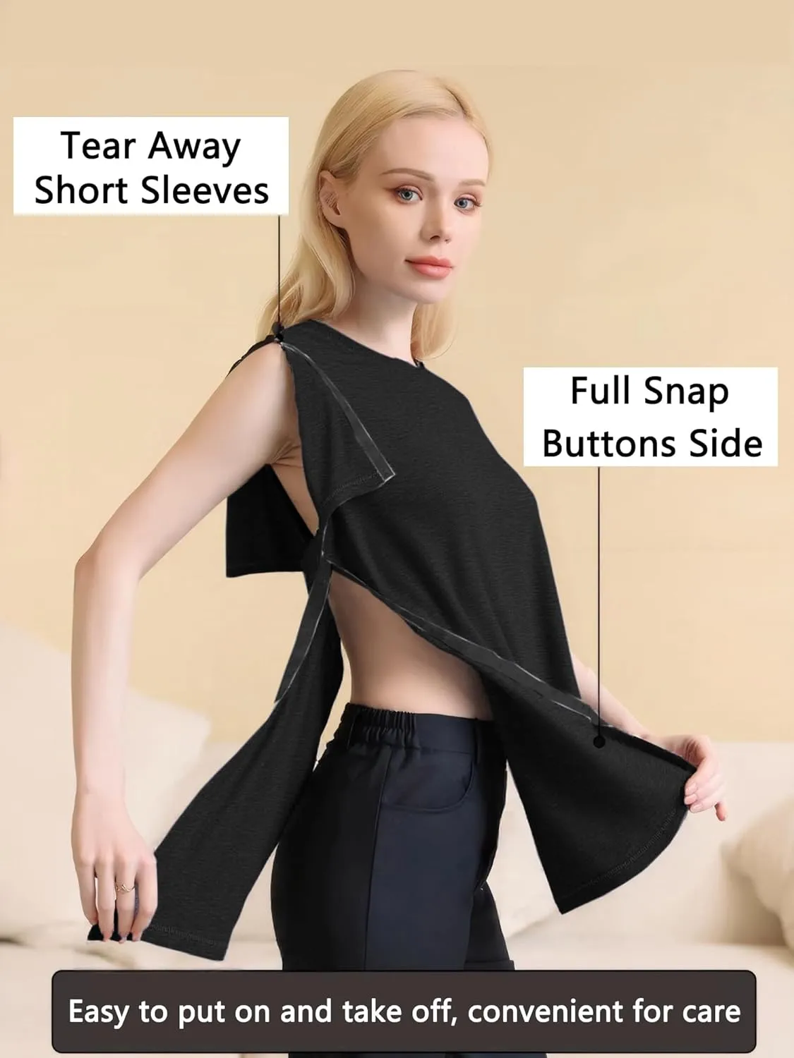 Youdiao Post Shoulder Surgery Shirt for Women Tear Away Snap Short Sleeve Rotator Cuff Recovery Must Haves Chemo Clothing