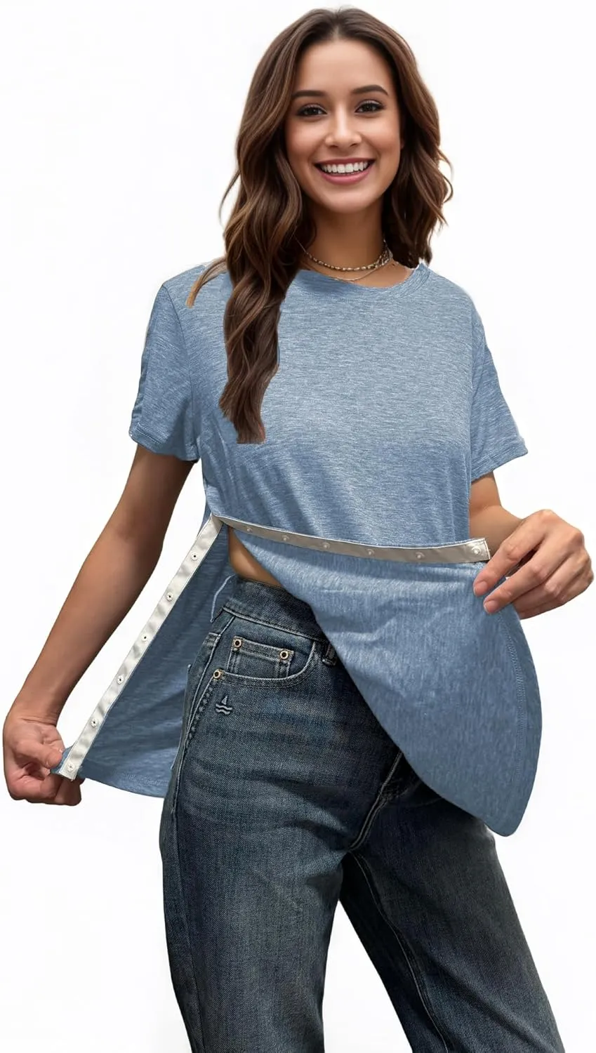 Youdiao Post Shoulder Surgery Shirt for Women Tear Away Snap Short Sleeve Rotator Cuff Recovery Must Haves Chemo Clothing